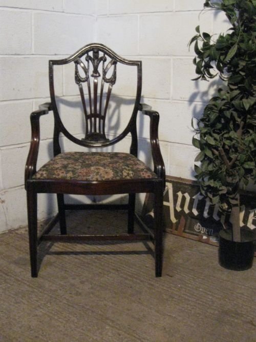 Lovely Antique Georgian Mahogany Shield Back Side Hall Desk Chair C1780