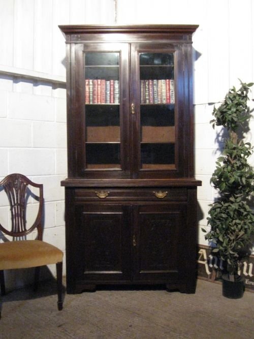 Antique Art Nouveau Mahogany Bookcase on Cabinet C1890 Wdb125/29.10