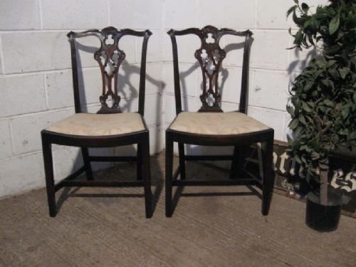 Gorgeous Pair Antique Early Victorian Mahogany Chippendale Side Chairs C1830 Wdb70/1.11