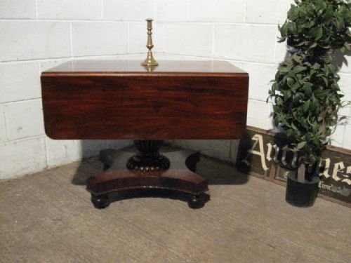Antique William 1v Mahogany Drop Leaf Side Breakfast Sofa Table C1820 by H Y Walker of Lancaster Wdb190/1.11