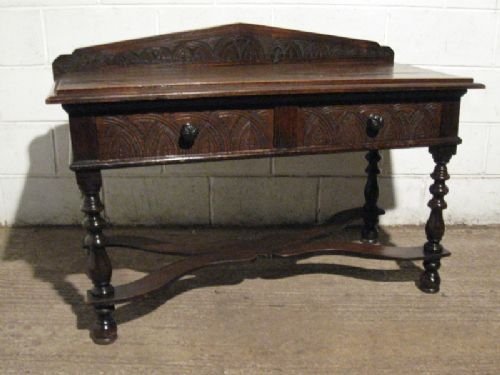 Large Antique Early Victorian Carved Country Oak Joined Side Table C1830 Wdb130/2.11