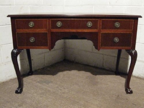 Superb Edwardian Mahogany Inlaid Pedastal Writing Desk C1900 Wdb140/2.11