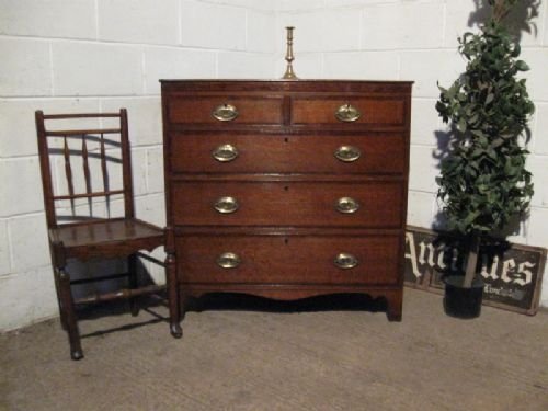 Antique Georgian Oak & Mahogany  Chest of Drawers C1780 Wdb3992/7.11