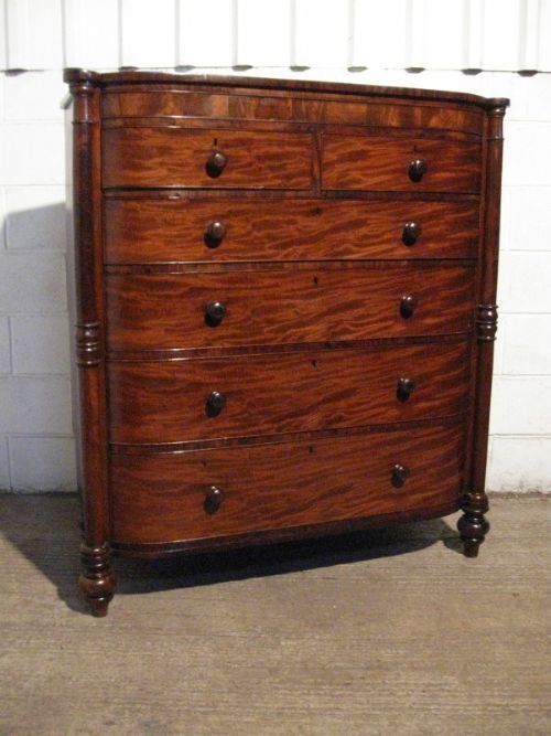 Lovely Antique William 1v Large Mahogany Bow Front Chest of Drawers C1820 Ewdb170/9.11
