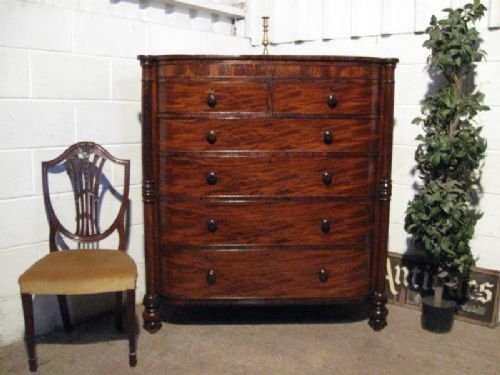 fig 1. LOVELY ANTIQUE WILLIAM 1V LARGE MAHOGANY BOW FRONT CHEST OF DRAWERS C1820 EWDB170/9.11