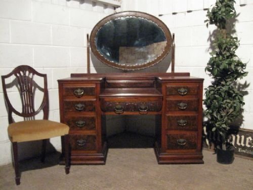 Large Antique Victorian Mahogany & Walnut Dressing Table C1890 Wdb50/10.11