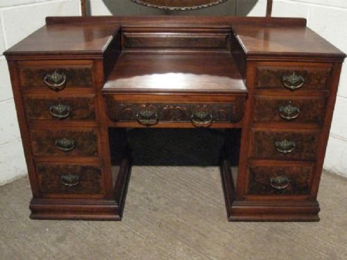 fig 1. LARGE ANTIQUE VICTORIAN MAHOGANY & WALNUT DRESSING TABLE C1890 WDB50/10.11
