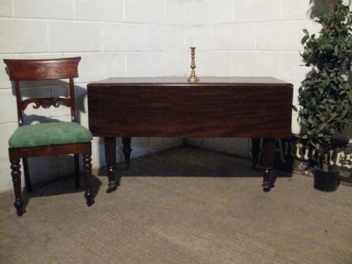 fig 1. QUALITY ANTIQUE WILLIAM 1V MAHOGANY DROP LEAF DINING TABLE C1820 SEATS 6-8 WDB140/11.11