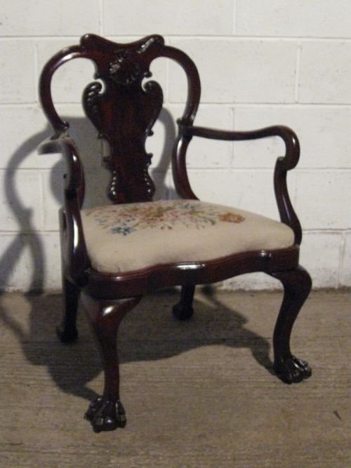 Antique Chippendale Mahogany Open Arm Chair C1860 Wdb90/11.11