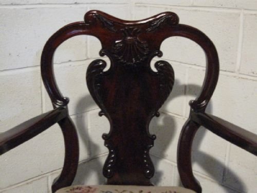 fig 2. ANTIQUE CHIPPENDALE MAHOGANY OPEN ARM CHAIR C1860 WDB90/11.11