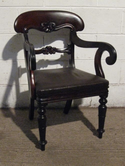 Lovely Antique William 1v Cuban Mahogany Side Desk Chair C1820 Wdb75/11.11