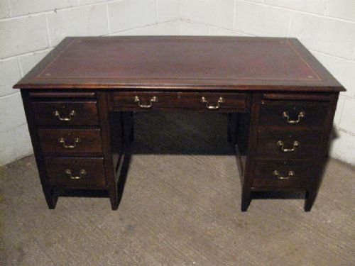 Large Antique Arts & Crafts Mahogany Twin Pedastal Desk C1890