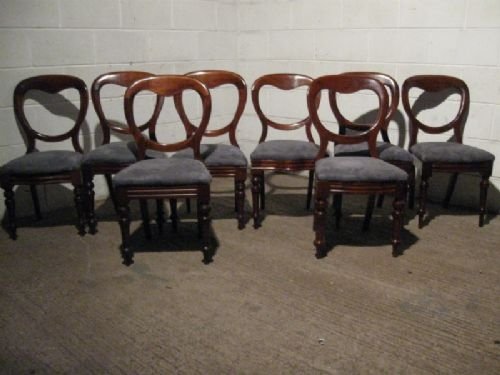Lovely Set Eight Antique Victorian Mahogany Baloon Back Dining Chairs C1880 Wdb750/20.11