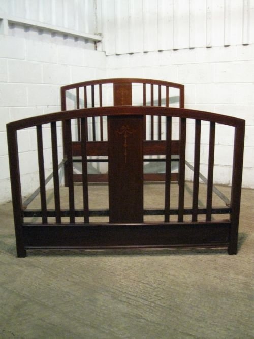 Antique Edwardian Inlaid Mahogany Double Bed Stead C1900 Wdb70/25.11