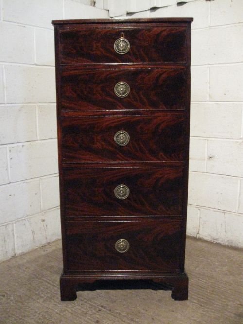 Antique Regency Flamed Mahogany Narrow Tall Chest of Drawers C1800 Wdb130/25.11