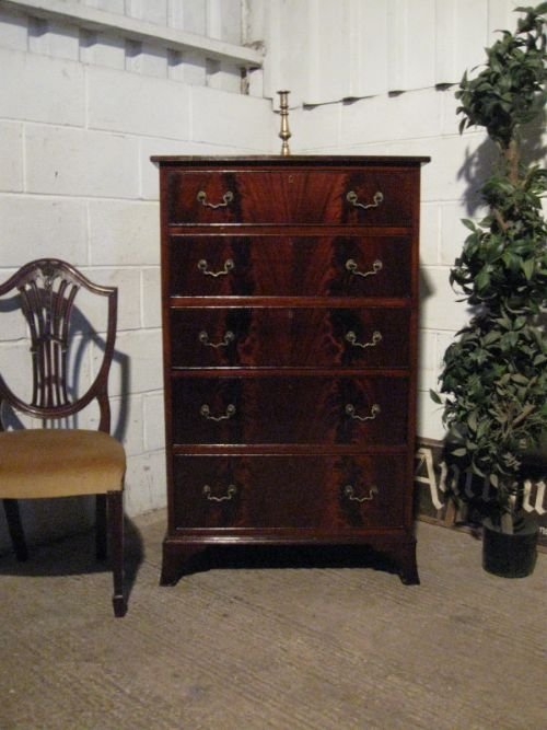 Antique Edwardian Tall Flamed Mahogany Chest of Drawers C1900 Wdb110/25.11