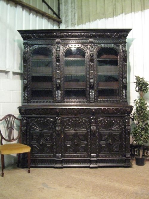 Superb Large  Antique Victorian Carved Oak Library Bookcase Display Cabinet C1860 Wdb100/3.12
