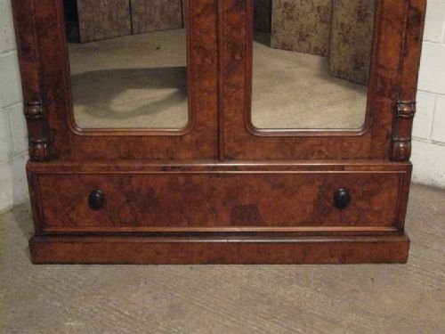 fig 1. ANTIQUE VICTORIAN BURR WALNUT DOUBLE WARDROBE ARMOIRE C1860 WDB400/3.12