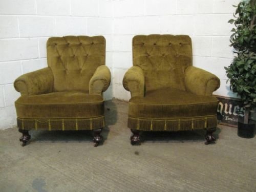 Lovely Pair Antique Victorian Armchairs C1880 Wdb110/3.12