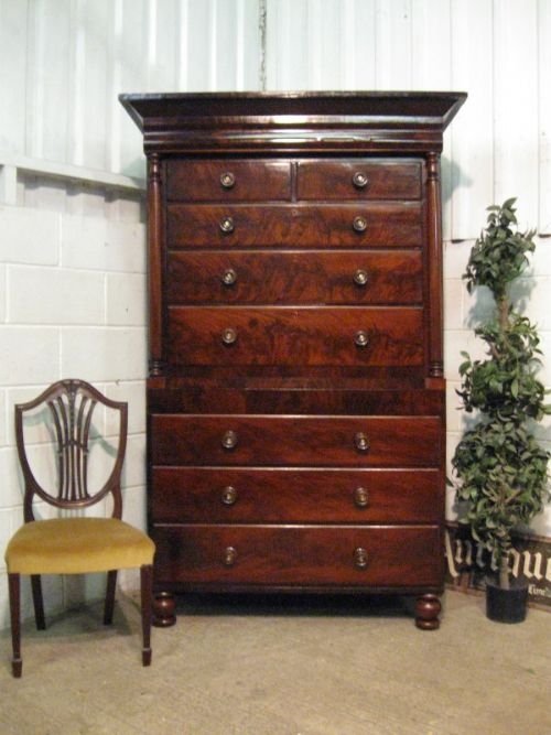 Superb Antique William 1v Flamed Mahogany Chest on Chest of Drawers C1820 Wdb4176/6.12