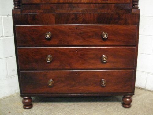 fig 1. SUPERB ANTIQUE WILLIAM 1V FLAMED MAHOGANY CHEST ON CHEST OF DRAWERS C1820 WDB4176/6.12