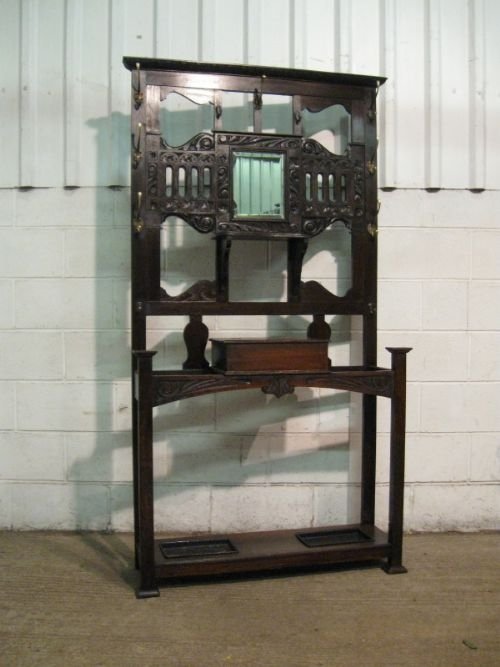 Antique Victorian Carved Oak Hall Stand C1880 Wdb160/7.12
