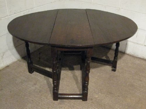 Antique Georgian Country Oak Peg Joined Drop Leaf Dining Table C1720 Wdb110/7.12