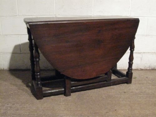 fig 1. ANTIQUE GEORGIAN COUNTRY OAK PEG JOINED DROP LEAF DINING TABLE C1720 WDB110/7.12