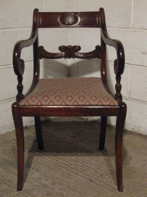 fig 1. ANTIQUE REGENCY MAHOGANY SIDE ELBOW DESK CHAIR C1800 EWDB55/11.12