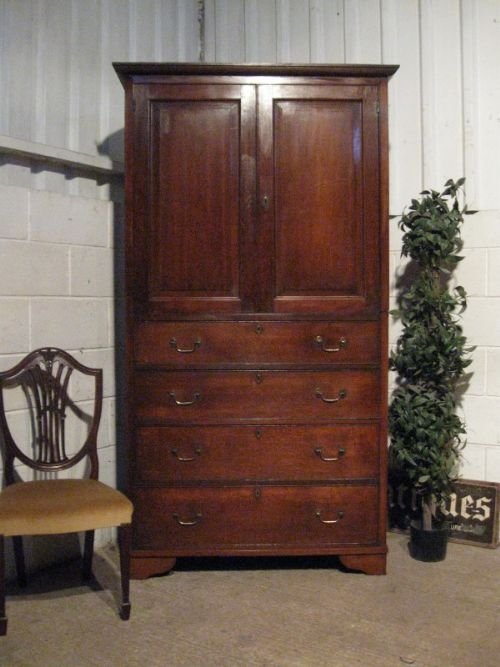Antique Georgian Country Oak Wardrobe Linen Press C1780 Ewdb180/11.12