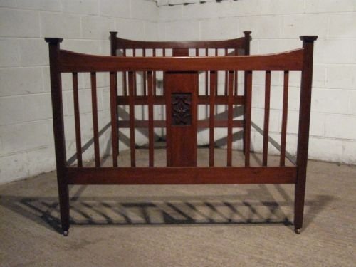 Antique Art Nouveau Walnut Double Bedstead C1890 Wdb20/18.12