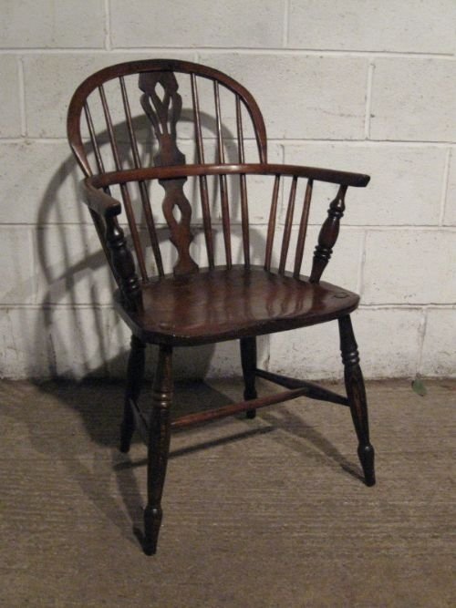 Antique Victorian Country Oak & Elm Low Back Windsor Chair C1850 Wdb85/18.12