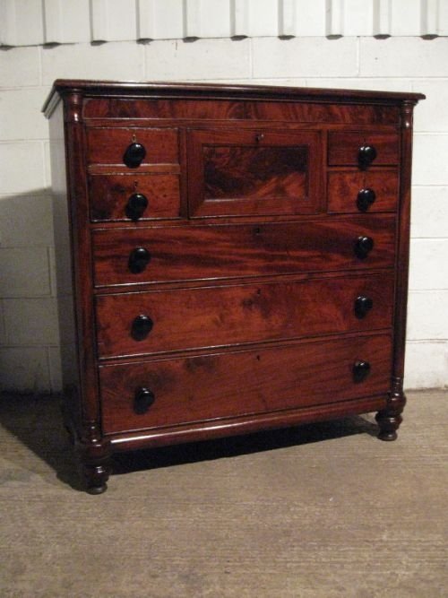 Superb Antique Early Victorian Flamed Mahogany Scotch Chest of Drawers C1840  Wdb220/18.12