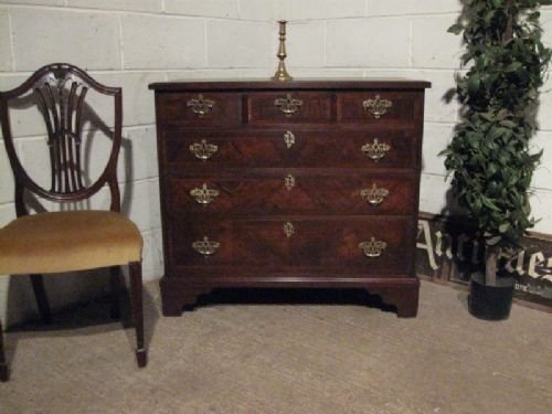 Small Antique Georgian Mahogany & Walnut Chest of Drawers C1780 Wdb220/18.12