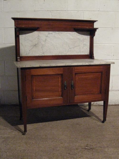 fig 2. ANTIQUE EDWARDIAN INLAID MAHOGANY BEDROOM SUITE,WARDROBE,DRESSING TABLE & WASHSTAND C1900 WDB120/28.12