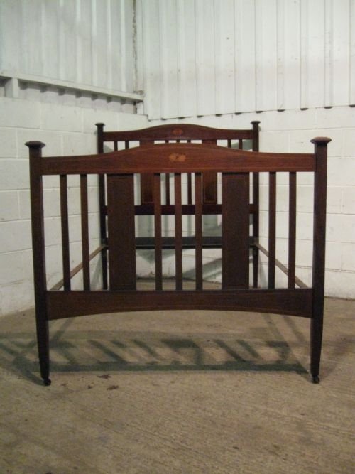 Antique Edwardian Inlaid Mahogany Double Bedstead C1900 Wdb70/5.1