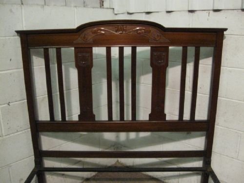 fig 1. ANTIQUE VICTORIAN ART NOUVEAU WALNUT DOUBLE BEDSTEAD C1890 JM4240/5.1