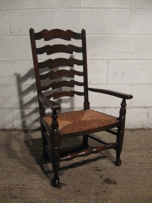 Antique Early Victorian Country Oak Ladder Back Nursing Chair C1850 Wt30/13.1