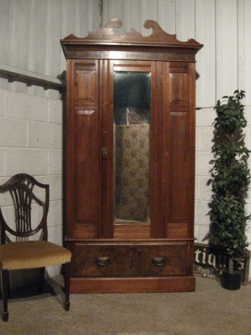Antique Art Nouveau Mahogany & Walnut Single Wardrobe C1890 Wdb60/14.1
