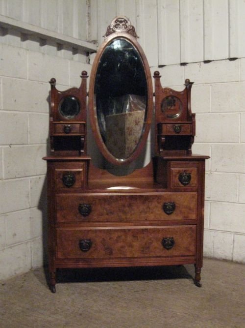 Gorgeous Antique Art Nouveau Mahogany & Walnut Dressing Table Chest C1890 Wdb65/14.1