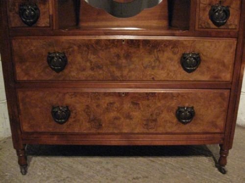 fig 1. GORGEOUS ANTIQUE ART NOUVEAU MAHOGANY & WALNUT DRESSING TABLE CHEST C1890 WDB65/14.1