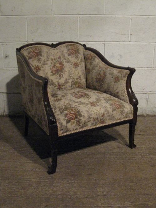 Antique Edwardian Mahogany Serpentine Tub Armchair C1900 Wjm4139/14.1