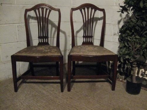 Antique Pair Georgian Mahogany Shield Back Side Hall Chairs C1780 Wdb60/21.1