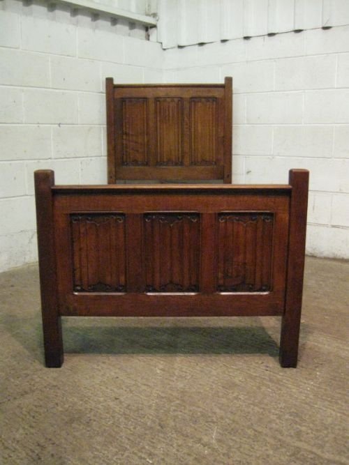 fig 1. ANTIQUE PAIR ARTS & CRAFTS SOLID OAK SINGLE BEDS C1890 WDB150/21.1