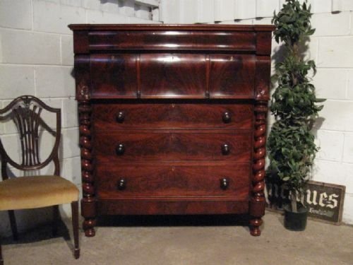 Stunning Victorian Flamed Mahogany Scotch Chest of Drawers C1860