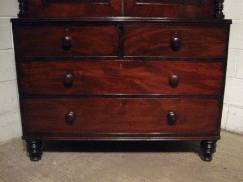 fig 1. SUPERB ANTIQUE WILLIAM 1V MAHOGANY WARDROBE PRESS ON CHEST C1820 WDB370/24.1
