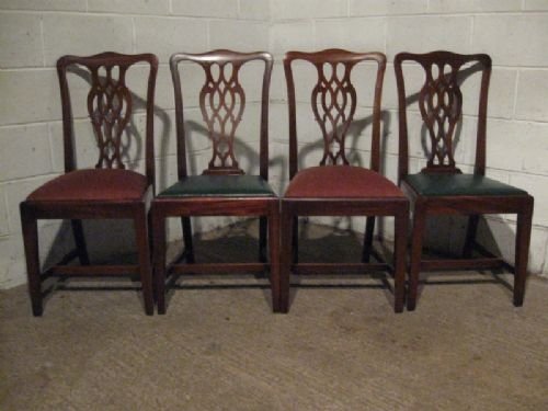 Set Four Antique Victorian Chippendale Mahogany Dining Chairs C1880 E25.1wdb40/24.1