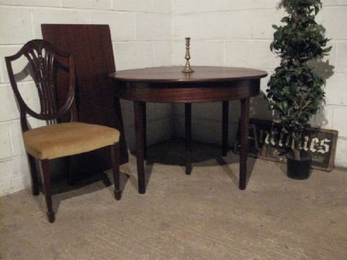 fig 1. ANTIQUE GEORGIAN MAHOGANY DEMI LUNE SIDE TABLES / DINING TABLE C1780 WDPcomm29.1.