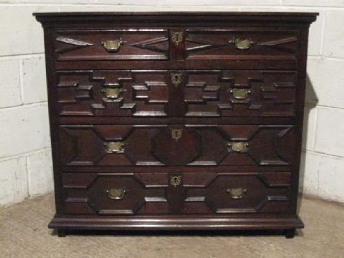 Antique Early Georgian Jacobean Geometrical Oak Chest of Drawers C1720 Wdb390/29.1