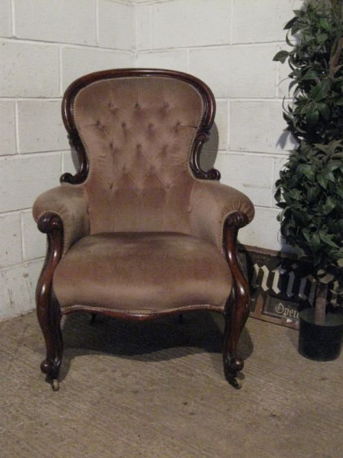 Antique Victorian Mahogany Spoon Back Salon Armchair C1880 Wdb160/29.1